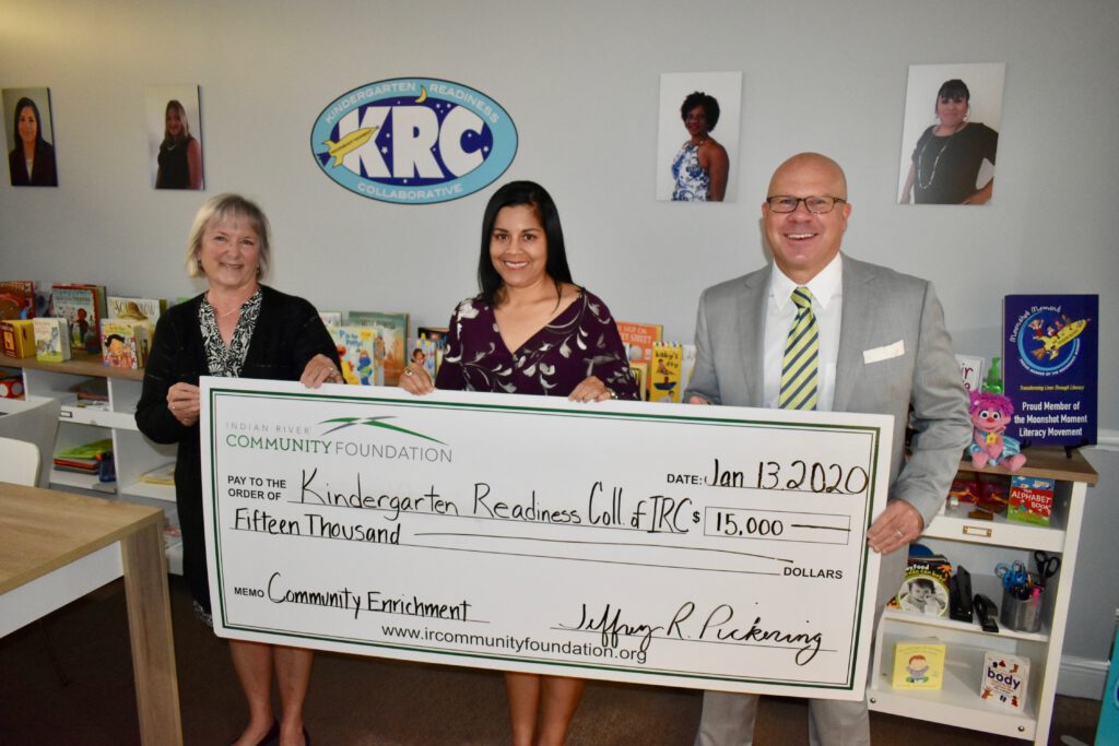 Kindergarten Readiness Collaboration is presented with $15,000 check from IRCF's Community Enrichment Fund.